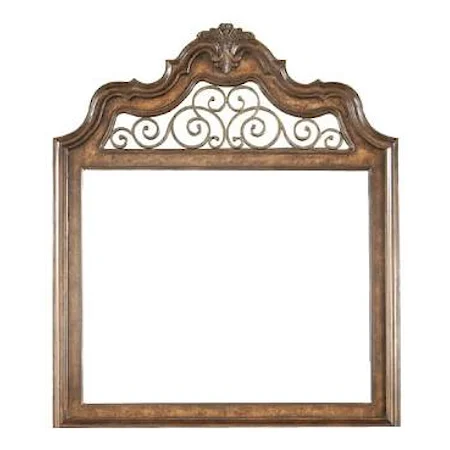 Arched Dresser Mirror with Metal Scroll Work